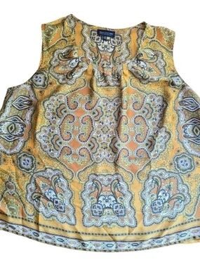 Jones New York Paisley Sleeveless Blouse, Boho Silk Feel 3X